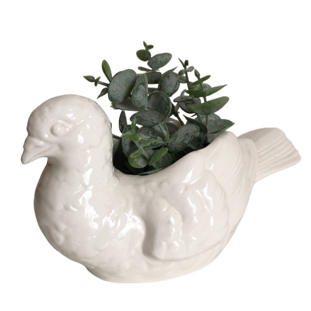 Vintage Goebel  West German Ceramic White Pigeon Dove Planter Vase BN3